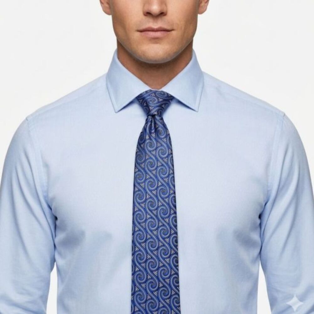 ZanZara Men's Blue Black Mosaic Wave Print 100% Silk Tie